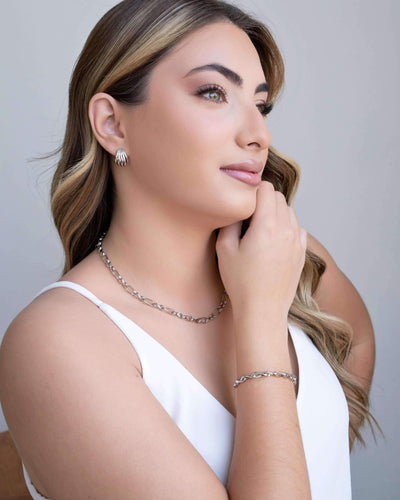 Choker Elos Torcidos Ródio Branco - 31 cm