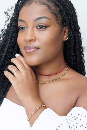 Choker Cristais Marsala Banhado a Ouro 18K