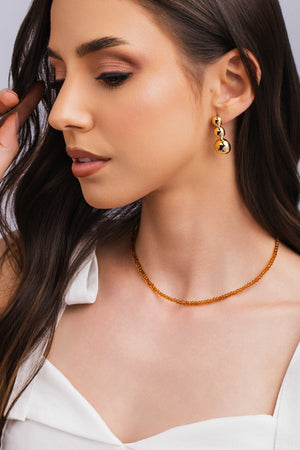 Choker Cristais Champagne Banhado a Ouro 18K