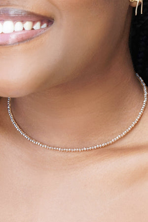 Choker Cristais Morganita Banhado a Ouro 18K