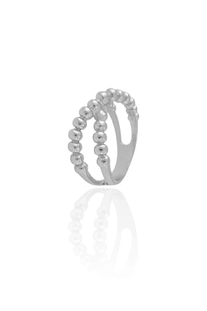 Anel Bolinhas em X Tamanho 15 Ródio Branco