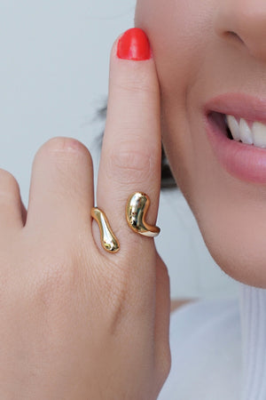 Anel Ajustável Liso Tamanho P Banhado a Ouro 18K
