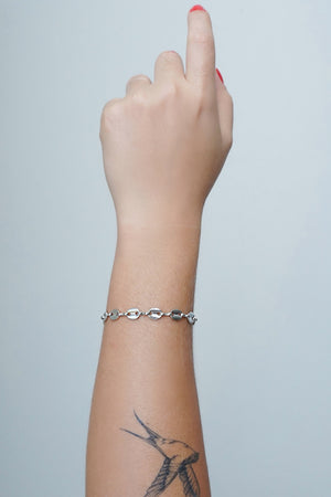 Pulseira Plaquinhas Lisas 7 mm Ródio Branco