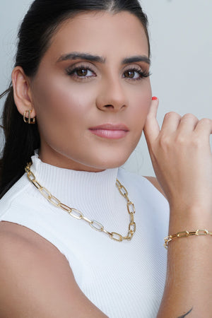 Pulseira Elos Ovais 5 mm Banhado a Ouro 18K