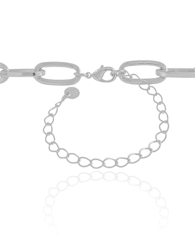 Choker Elos Ovais 9 mm Ródio Branco