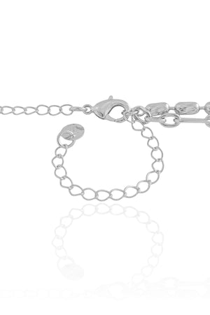 Gargantilha Dupla Elos Canutilhos Ovais com Detalhes Ródio Branco