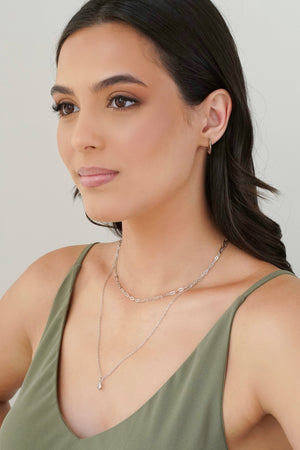 Brinco Argola Click Redonda Achatada Lisa 1.7 cm Ródio Branco