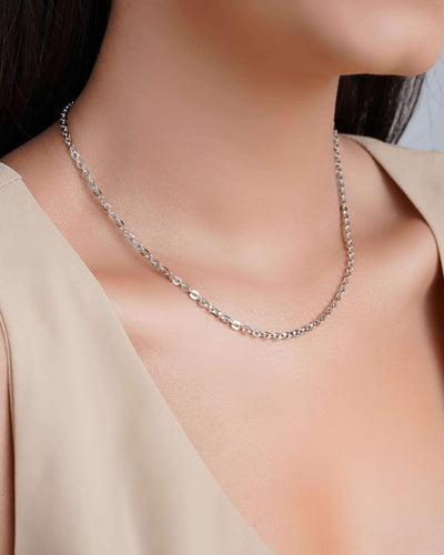 Choker Elos 3 mm Ródio Branco - 32 cm