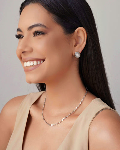 Choker Elos 3 mm Ródio Branco - 32 cm
