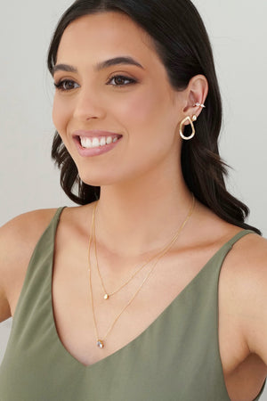 Gargantilha Dupla Veneziana Gota Lisa Cristal Banhado a Ouro 18K