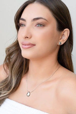 Conjunto Gota Lisa Ródio Branco