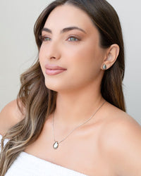 Conjunto Gota Lisa Ródio Branco