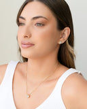 Conjunto Ponto de Luz Cravejado Cristal Banhado a Ouro 18K