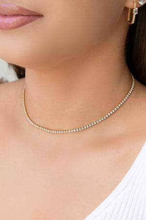 Choker Riviera Cristal 2 mm Banhado a Ouro 18K