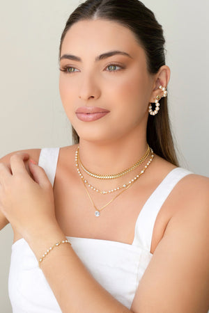 Brinco Argola Pérolas Banhado a Ouro 18K