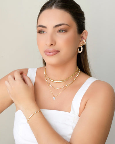 Brinco Argola Pérolas 2,7 cm Banhado a Ouro 18K