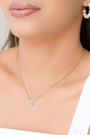 Gargantilha Veneziana Ponto de Luz Cristal Banhado a Ouro 18K