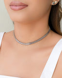 Choker Malha Listrada Ródio Branco