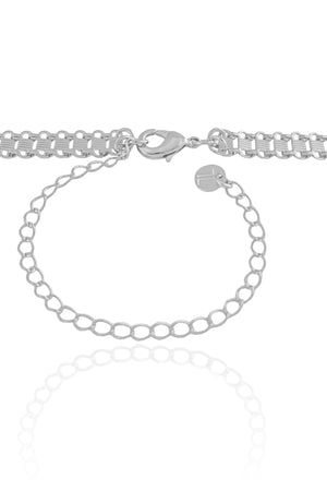 Choker Malha Listrada Ródio Branco