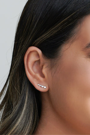 Ear Cuff Corações Ródio Branco