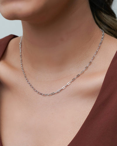 Choker Elos 3 mm Ródio Branco - 32 cm