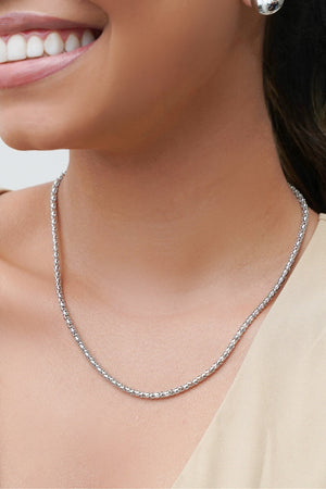 Gargantilha Malha Morango 3 mm Ródio Branco