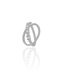 Anel em X Cravejado Zircônia Tamanho 21 Ródio Branco