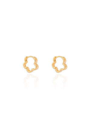 Brinco Infantil Argola Click Flor 1.1 cm Banhado a Ouro 18K