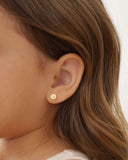 Brinco Infantil Redondo Ponto de Luz Cristal Banhado a Ouro 18K