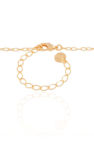 Gargantilha Infantil Laço Ponto de Luz Safira Rosa Banhado a Ouro 18K