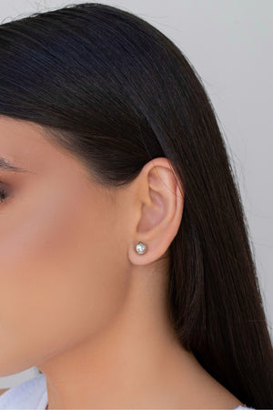 Brinco Bola Lisa 8 mm Ródio Branco