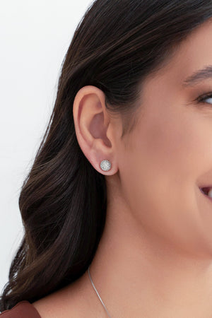 Brinco Redondo Cravejado Cristal Ródio Branco