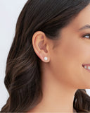 Brinco Pérola Achatada 8 mm Ródio Branco