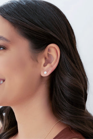 Brinco Pérola Achatada 6 mm Banhado a Ouro 18K