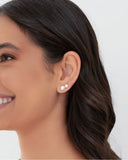 Brinco Pérola Achatada 6 mm Ródio Branco