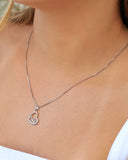 Gargantilha Coração Mãe Cravejado Cristal Ródio Branco - 45 cm