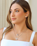 Gargantilha Coração Filho Menina Cristal Ródio Branco - 45 cm