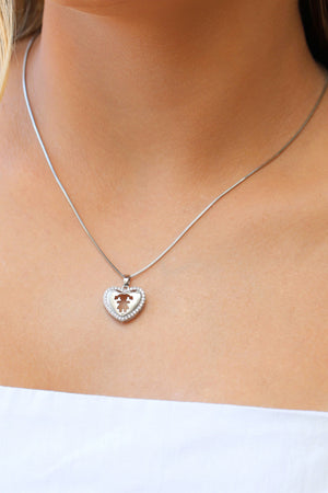 Gargantilha Coração Filho Menina Cristal Ródio Branco - 45 cm