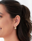 Brinco Argola Click Flor Cravejado Zircônia 1.7 cm Banhado a Ouro 18K