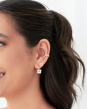 Brinco Argola Click Flor Cravejado Zircônia 1.7 cm Banhado a Ouro 18K