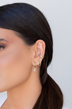 Piercing Dois Filetes Cravejado Cristal Banhado a Ouro 18K