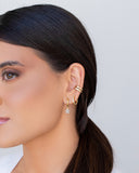 Piercing Dois Filetes Cravejado Cristal Banhado a Ouro 18K