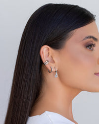 Piercing Dois Filetes Cravejado Cristal Ródio Branco