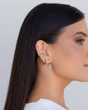 Piercing Dois Filetes Cravejado Cristal Ródio Branco