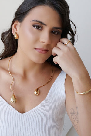 Brinco Gota Lisa 2.3 cm Banhado a Ouro 18K