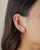 Ear Hook Retângulos Cravejado Cristal Banhado a Ouro 18K