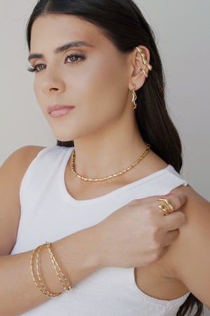 Piercing Orgânico Transversal Banhado a Ouro 18K