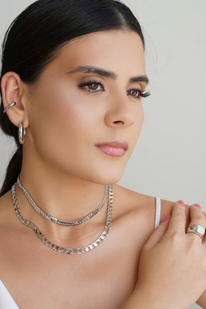 Brinco Argola Click Redonda Lisa 2.7 cm Ródio Branco