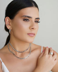 Brinco Argola Click Redonda Lisa 2.7 cm Ródio Branco