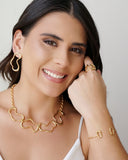 Anel Ajustável Orgânico Vazado Tamanho M Banhado a Ouro 18K